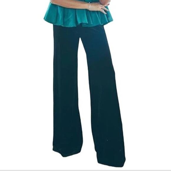 Misa Los Angeles Aliya Velvet Pant Wide Leg Full Length Date Trip Blue XS NWOT - Picture 1 of 12